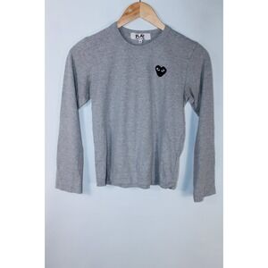 Comme des Garcons Play Kids Small Gray Long Sleeve Crew Neck T-Shirt